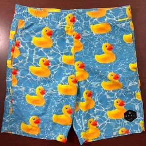 Neff Blue Swim Shorts with Duck Pattern